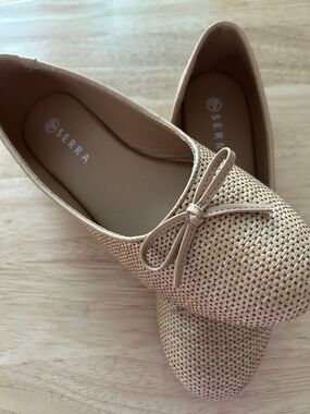Serra Beige Woven Bow Ballet Flats